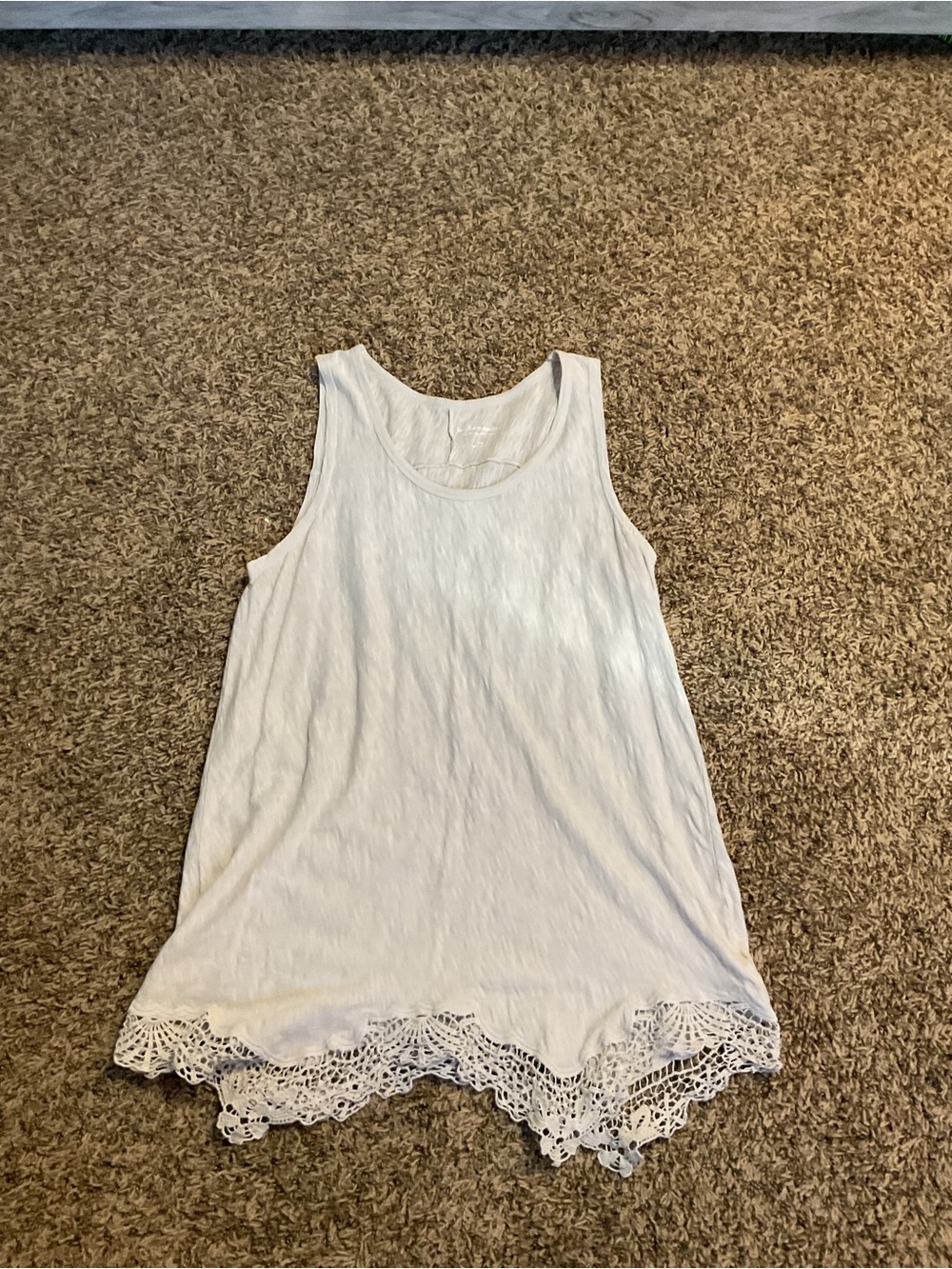 Soft Surroundings White Tank Top with Crochet Lace Hem